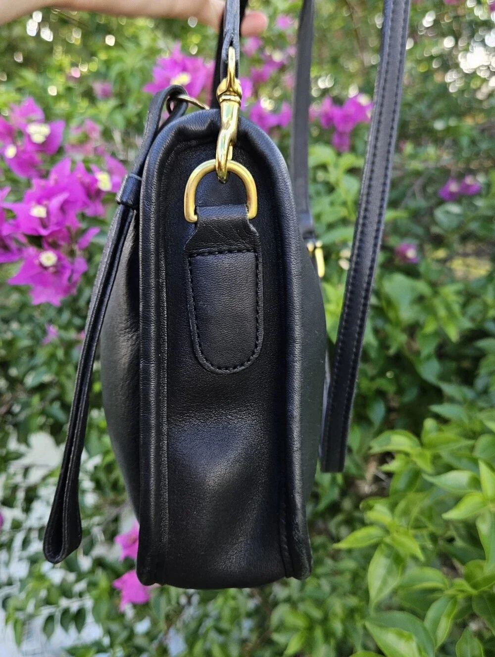 Vintage Coach 9455 Basic Bag Black Leather Crossbody Hangtag Costa Rica